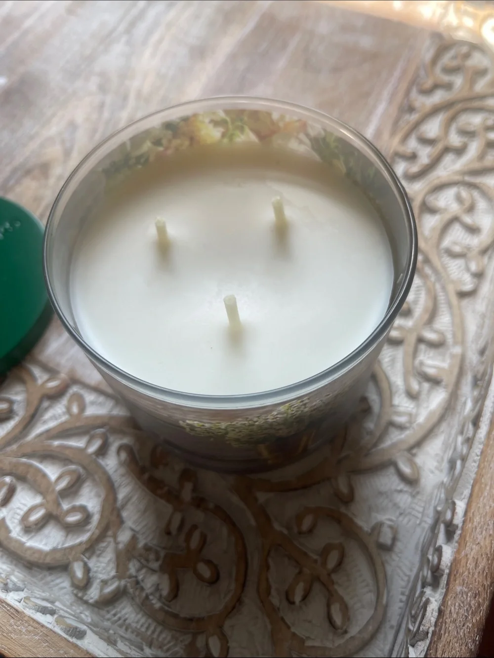 Hummingbird Tea Cake 3-Wick Candle - Orange and Floral Wrap